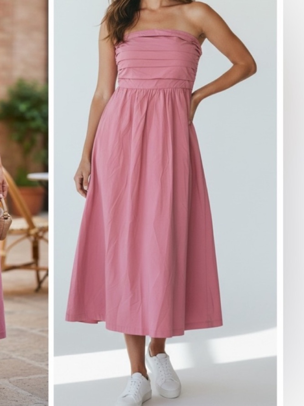 NWT Young Fabulous & Broke (yfb) pink strapless ruched midi dress